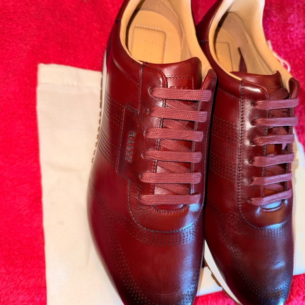 Bally Burgundy Leather Sneakers - Picture 5 of 16